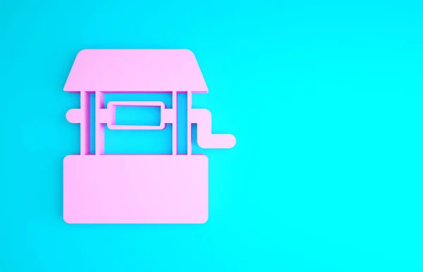 Icono de Pink Well aislado sobre fondo azul. Concepto minimalista. 3D ilustración 3D render —  Fotos de Stock