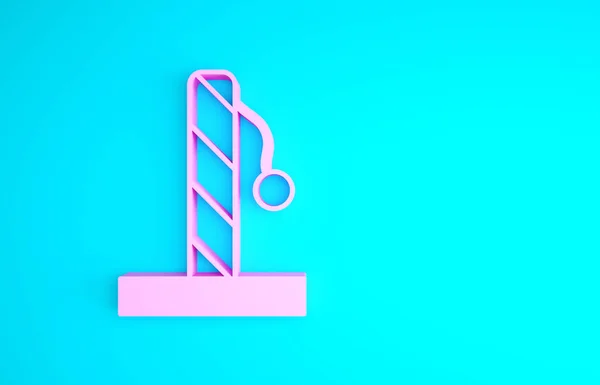 Pink Cat scratching post with toy icon isolated on blue background. Minimalism concept. 3d illustration 3D render — Stock Photo, Image