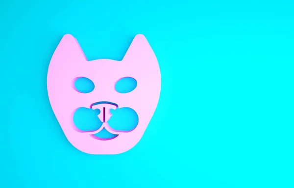 Icono de Pink Cat aislado sobre fondo azul. Concepto minimalista. 3D ilustración 3D render — Foto de Stock