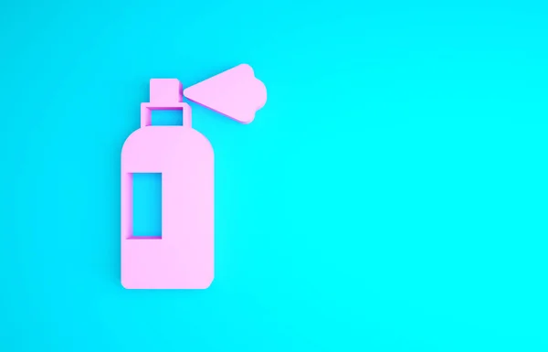 Pink Pet shampoo ícone isolado no fundo azul. Sinal de cuidados com animais. Símbolo de limpeza de cães. Conceito de minimalismo. 3D ilustração 3D render — Fotografia de Stock