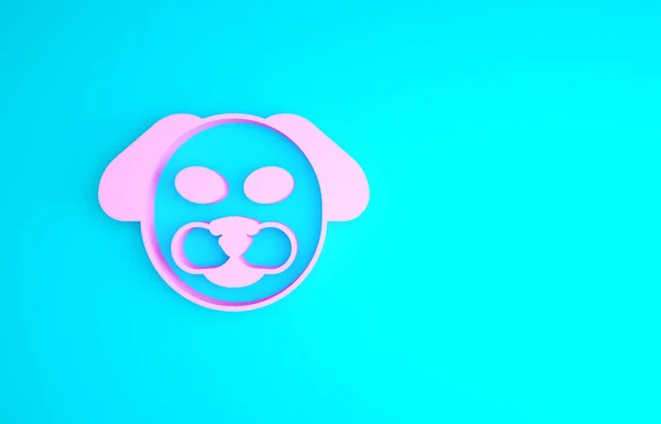 Rosa hund ikon isolerad på blå bakgrund. Minimalistiskt koncept. 3D-återgivning för 3D — Stockfoto
