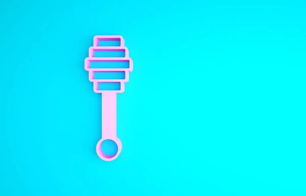 Różowy Miód Dipper stick ikona izolowane na niebieskim tle. Kapusta miodowa. Koncepcja minimalizmu. Ilustracja 3D 3D renderowania — Zdjęcie stockowe