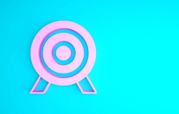 Pink Target financial goal concept icon isolated on blue background. Symbolic goals achievement, success. Minimalism concept. 3d illustration 3D render