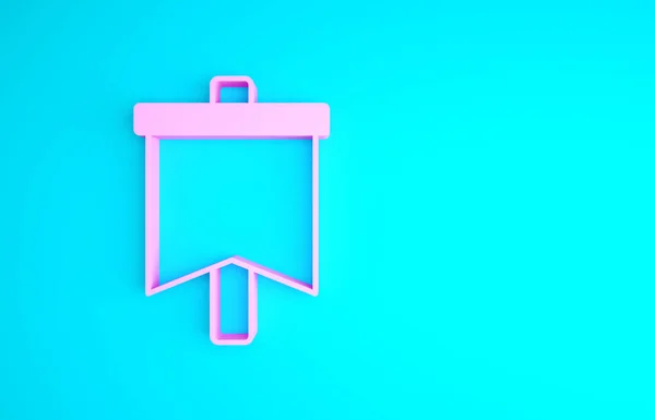 Roze vlag pictogram geïsoleerd op blauwe achtergrond. Overwinning, winnen en overwinnen tegenspoed concept. Minimalisme concept. 3d illustratie 3D renderen — Stockfoto