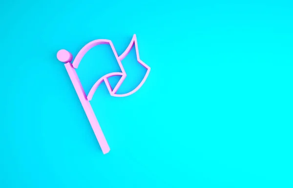 Значок "Розовый флаг" выделен на синем фоне. Победа, победа и победа над концепцией невзгод. Концепция минимализма. 3D-рендеринг — стоковое фото
