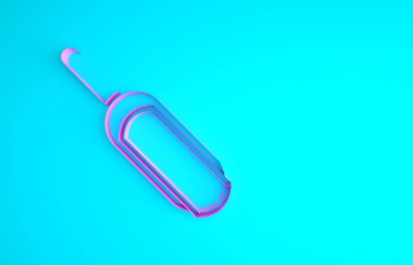 Pembe kepçe un ikonu mavi arkaplanda izole edilmiş. Minimalizm kavramı. 3d illüstrasyon 3B canlandırma