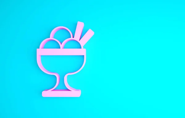 Rosa glass i skålen ikonen isolerad på blå bakgrund. Söt symbol. Minimalistiskt koncept. 3D-återgivning för 3D — Stockfoto