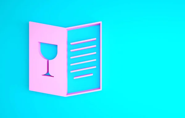 Restaurante rosa ícone do menu café isolado no fundo azul. Conceito de minimalismo. 3D ilustração 3D render — Fotografia de Stock