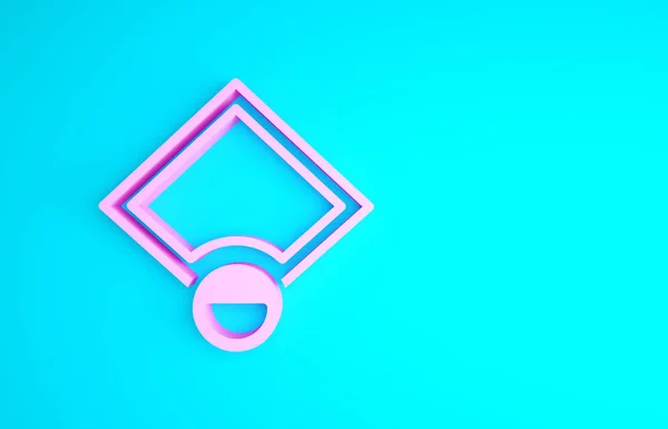 Pinkfarbenes Baseballfeld-Symbol auf blauem Hintergrund. Baseballkarte. Minimalismus-Konzept. 3D Illustration 3D Renderer — Stockfoto