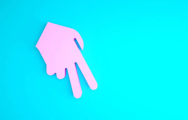 Ikona różowej rękawicy baseballowej odizolowana na niebieskim tle. Koncepcja minimalizmu. Ilustracja 3D 3D renderowania — Zdjęcie stockowe