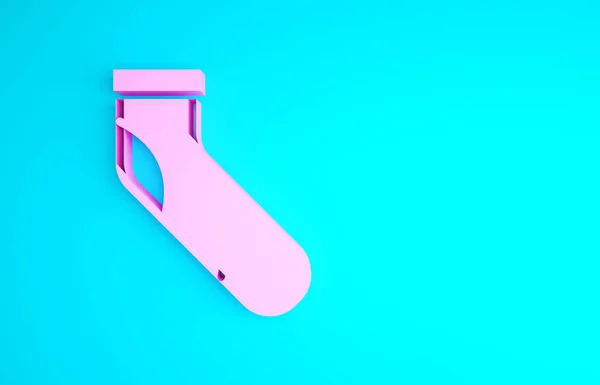 Icono de calcetín de béisbol rosa aislado sobre fondo azul. Concepto minimalista. 3D ilustración 3D render — Foto de Stock