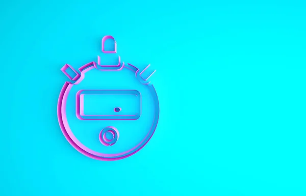 Pink Stopwatch icon isolated on blue background. Time timer sign. Chronometer sign. Minimalism concept. 3d illustration 3D render — Stock Photo, Image