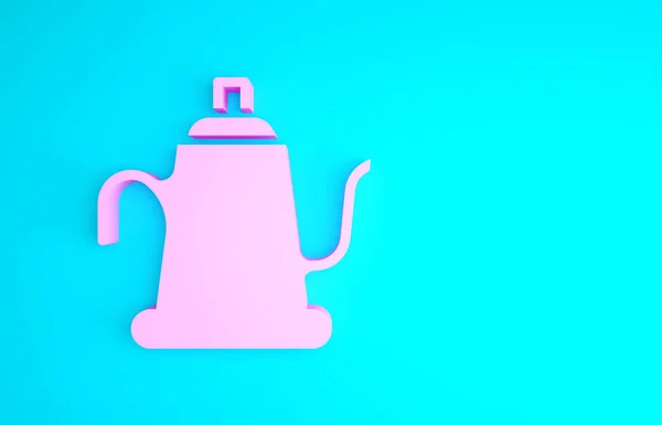 Pink Watering can pictogram geïsoleerd op blauwe achtergrond. Irrigatie symbool. Minimalisme concept. 3d illustratie 3D renderen — Stockfoto