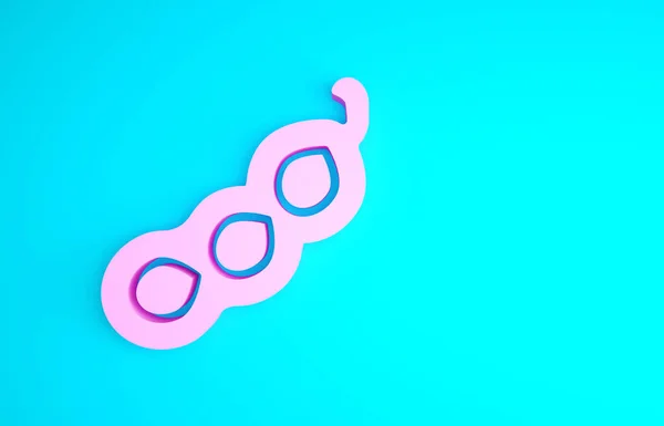 Icono de guisantes verdes rosados aislado sobre fondo azul. Concepto minimalista. 3D ilustración 3D render —  Fotos de Stock