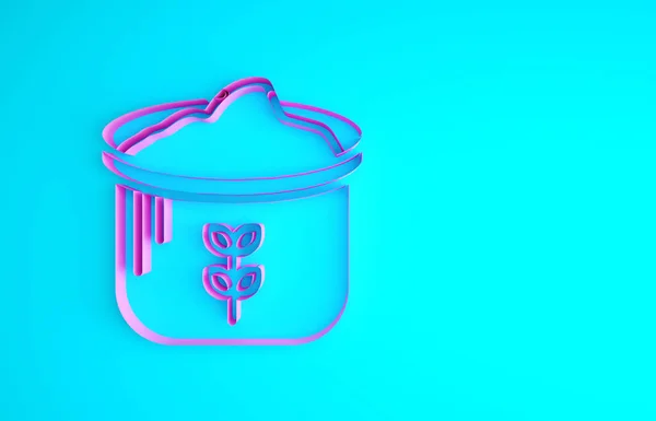 Pink Bag of flour icon isolated on blue background. Minimalism concept. 3d illustration 3D render — Stock Photo, Image