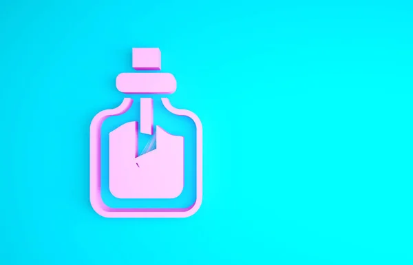 Pink Perfume icon isolated on blue background. Minimalism concept. 3d illustration 3D render — Stock Photo, Image