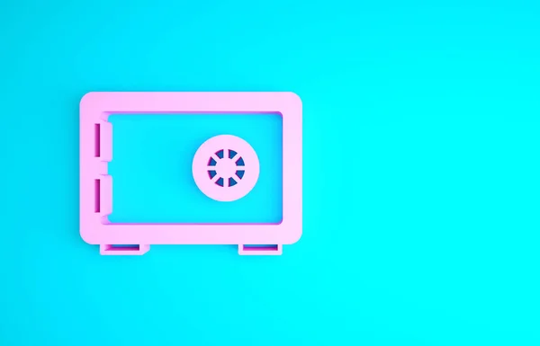 Pink Safe icon isolated on blue background. The door safe a bank vault with a combination lock. Reliable Data Protection. Minimalism concept. 3d illustration 3D render — Stock Photo, Image