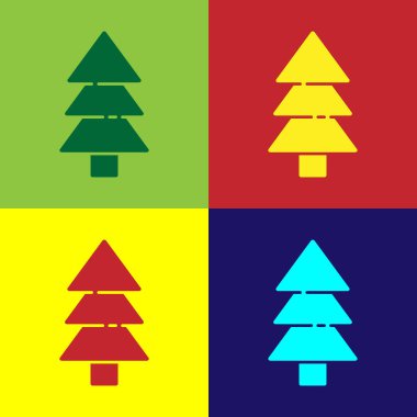 Pop Art Tree simgesi renk arkaplanında izole edildi. Orman sembolü. Vektör İllüstrasyonu