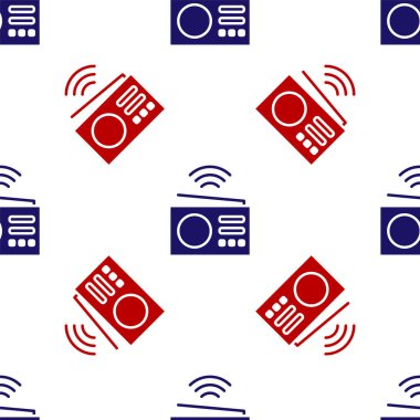 Mavi ve kırmızı akıllı radyo ikonu beyaz arkaplanda izole edilmiş pürüzsüz desen. İnternet kavramının kablosuz bağlantısı. Vektör
