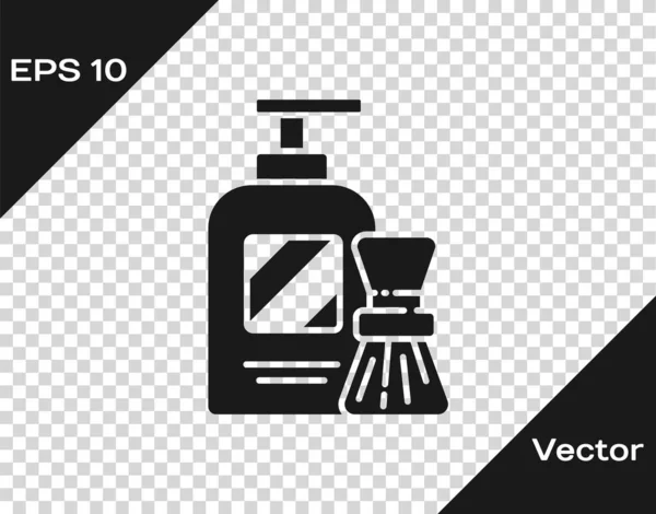 Gel de afeitar negro de espuma y cepillo icono aislado sobre fondo transparente. Crema de afeitar. Ilustración vectorial — Vector de stock