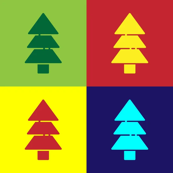 Pop Art Baum Symbol isoliert auf farbigem Hintergrund. Symbol Wald. Vektorillustration — Stockvektor