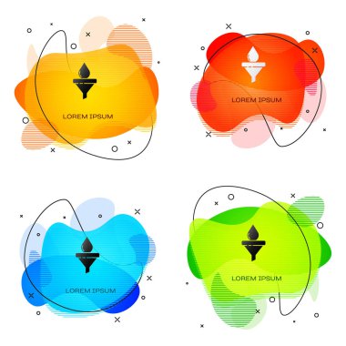 Beyaz arkaplanda siyah huni veya filtre ve motor yağı damlası simgesi izole edildi. Sıvı şekilli soyut pankart. Vektör