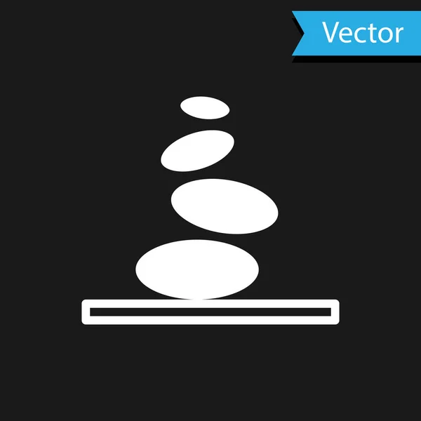 На черном фоне выделена иконка White Stack hot stones. Спа салон аксессуар. Вектор — стоковый вектор