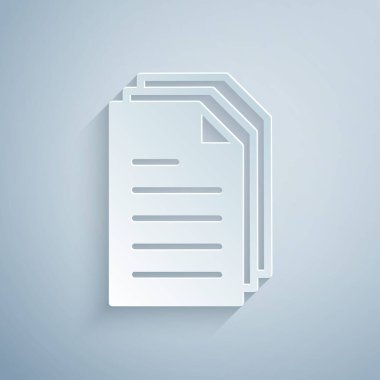 Kağıt kesimi Dosya simgesi gri arkaplanda izole edildi. Kontrol listesi simgesi. İş konsepti. Kağıt sanatı tarzı. Vektör