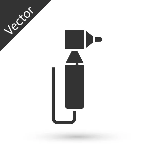 Icône de perceuse de dents grises isolée sur fond blanc. Pièce à main dentaire pour outils de perçage et de meulage. Vecteur — Image vectorielle