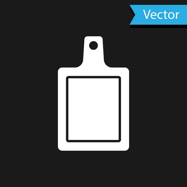 Icono de tabla de cortar blanco aislado sobre fondo negro. Símbolo de tabla de cortar. Vector — Vector de stock