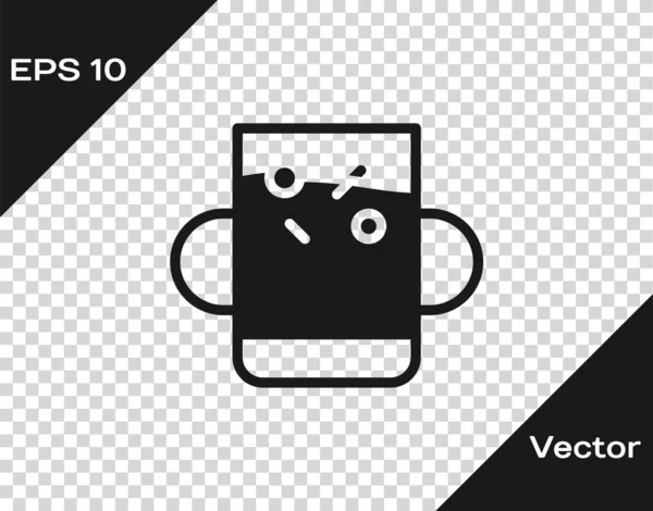 Black Cup of tea and leaf icon isolated on transparent background. Vector — Stock Vector