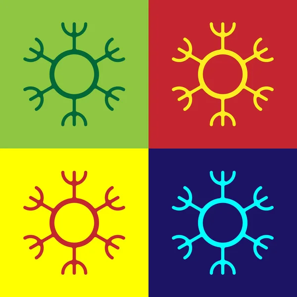 Pop art Snowflake pictogram geïsoleerd op kleur achtergrond. Vector — Stockvector