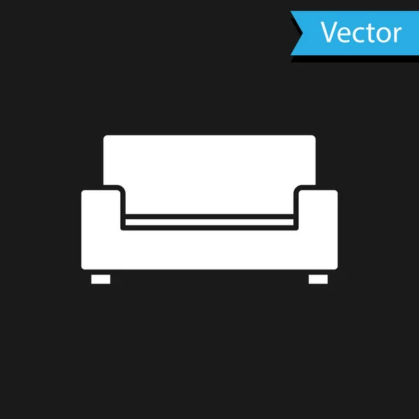 Weißes Sofa-Symbol isoliert auf schwarzem Hintergrund. Vektor — Stockvektor