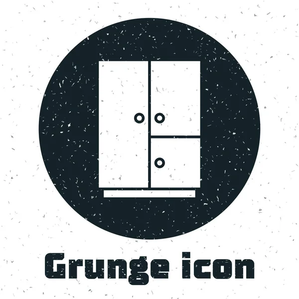 Grunge Kleerkast pictogram geïsoleerd op witte achtergrond. Monochrome vintage tekening. Vector — Stockvector