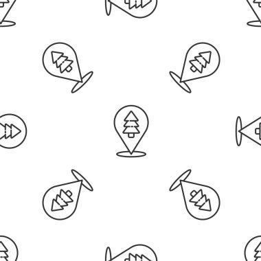 Ormanın gri çizgi konumu bir harita simgesi üzerinde izole edilmiş beyaz arka planda kusursuz desen. Vektör İllüstrasyonu