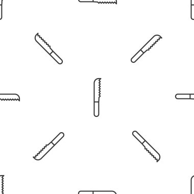 Gri çizgili ekmek bıçağı ikonu beyaz arka planda kusursuz desen izole etti. Çatal bıçak sembolü. Vektör İllüstrasyonu