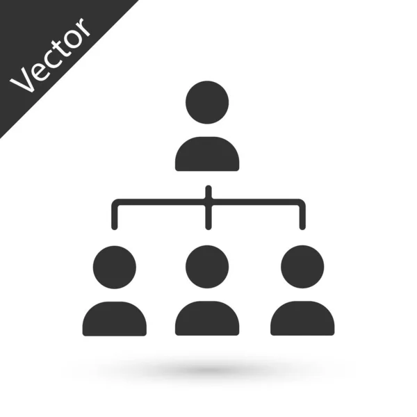 Grau Hierarchie Organogrammdiagramm Infografik Symbol isoliert auf weißem Hintergrund. Grafische Elemente der Unternehmensstruktur. Vektor — Stockvektor