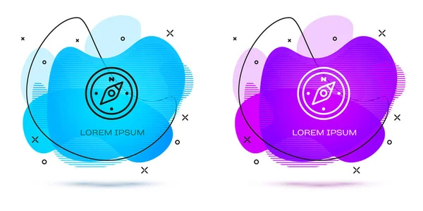 Line Compass icoon geïsoleerd op witte achtergrond. Windrose navigatiesymbool. Windroos teken. Abstracte banner met vloeibare vormen. Vector — Stockvector