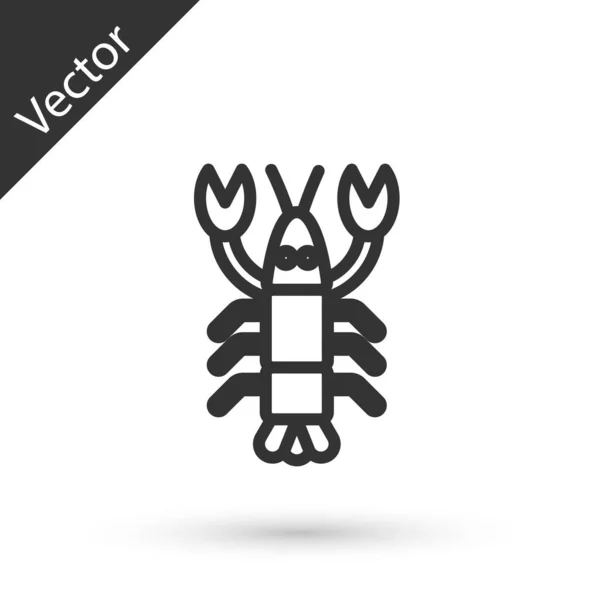 Línea gris Icono de langosta aislado sobre fondo blanco. Vector. — Vector de stock