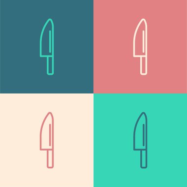 Pop Art Line Bıçak simgesi renk arkaplanında izole edildi. Çatal bıçak sembolü. Vektör