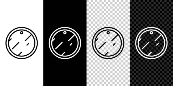 Set line Cutting board icon isolated on black and white background. Chopping Board symbol. Vector — Stock Vector