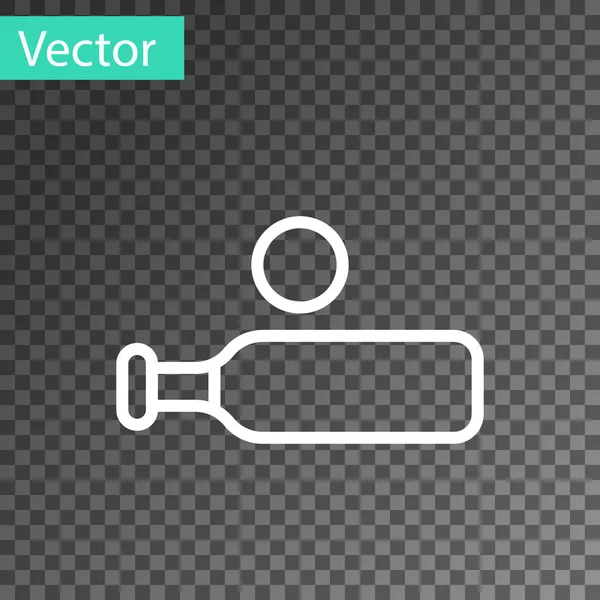 Línea blanca Icono de bate y pelota de grillo de madera aislado sobre fondo transparente. Vector — Vector de stock