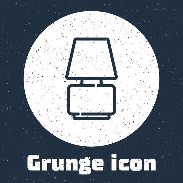 Grunge-Linie Tischlampensymbol isoliert auf grauem Hintergrund. Monochrome Vintage-Zeichnung. Vektor — Stockvektor