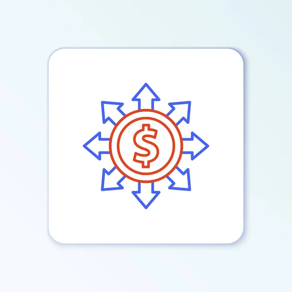 Line Dollar, share, netwerk icoon geïsoleerd op witte achtergrond. Kleurrijk concept. Vector — Stockvector