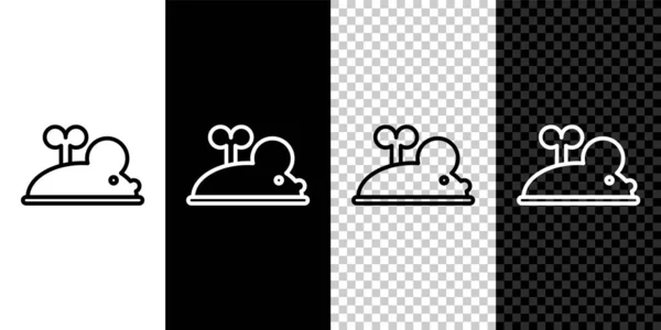 Definir linha Clockwork ícone do mouse isolado em preto e branco, fundo transparente. Acaba com o brinquedo do rato. Vetor —  Vetores de Stock