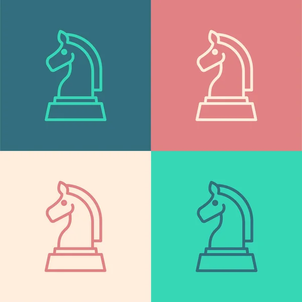 Pop art line Šachy ikona izolované na barevném pozadí. Obchodní strategie. Hra, management, finance. Vektor — Stockový vektor