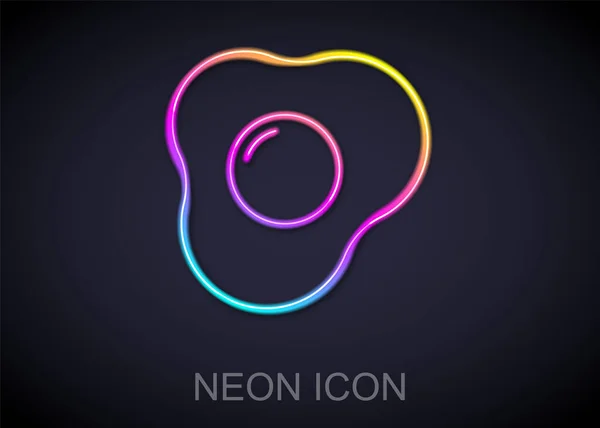 Ragyogó neon vonal rántotta ikon elszigetelt fekete alapon. Házi ételek, tükörtojás, egészséges reggeli, omlett ikon. Vektor — Stock Vector