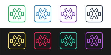 Set line No sweets and candies prohibition icon isolated on black and white background. No candy forbidden symbol. Vector