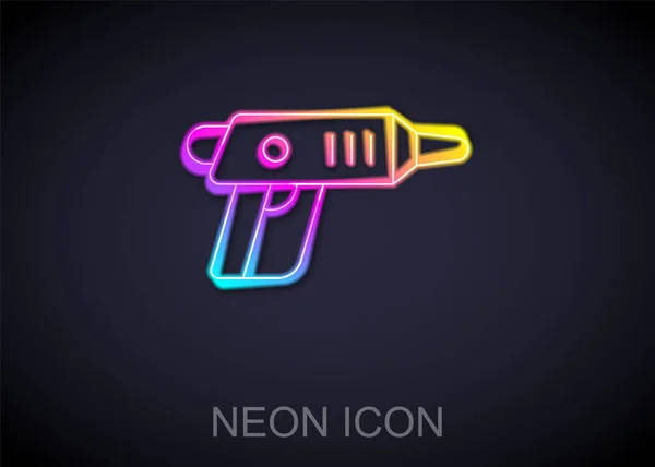 Leuchtendes Neon-Line Akkuschrauber-Symbol isoliert auf schwarzem Hintergrund. Elektrische Bohrmaschine. Reparaturwerkzeug. Vektor — Stockvektor