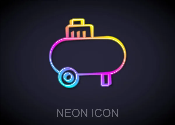Leuchtendes Neon Line Air Compressor Symbol isoliert auf schwarzem Hintergrund. Vektor — Stockvektor